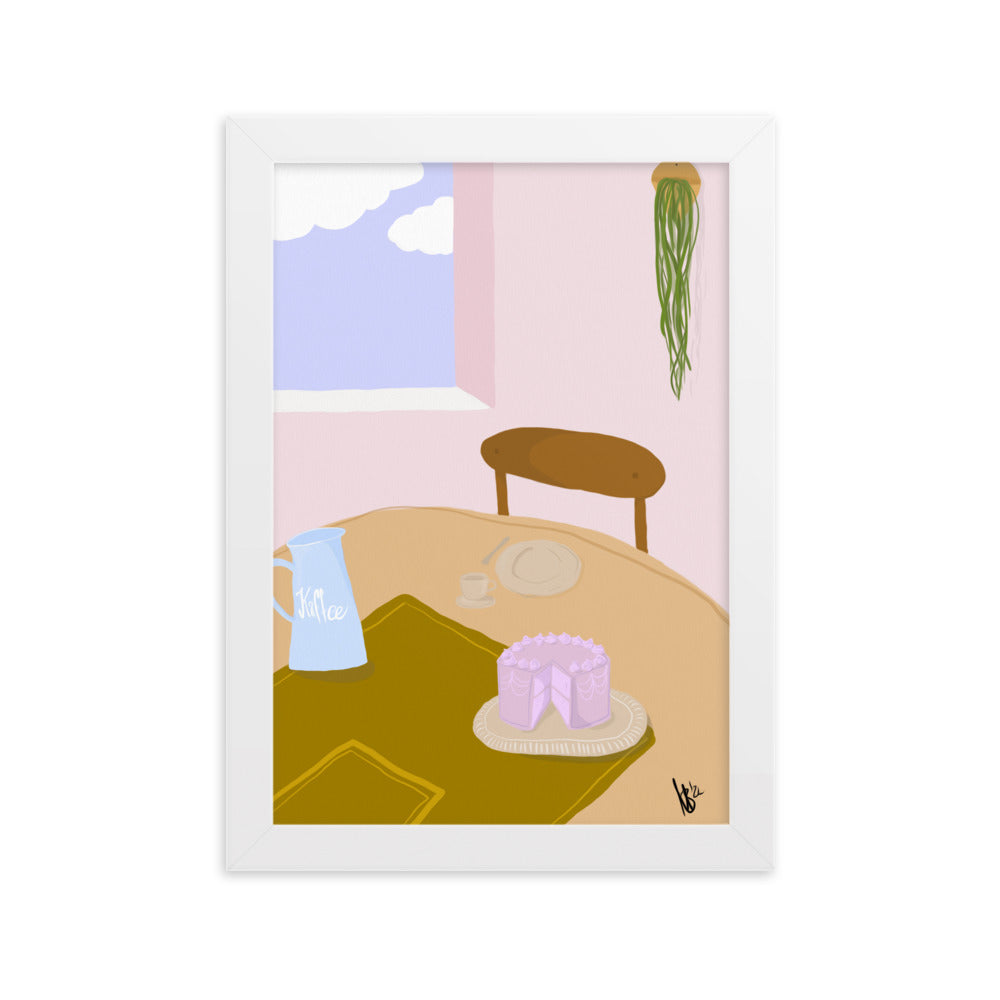 Gerahmtes Poster Kaffee und Kuchen